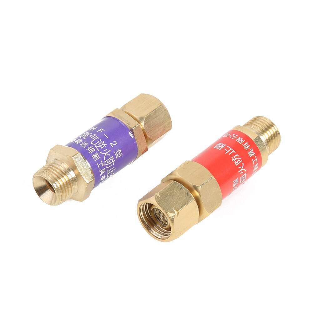 2Pcs Pipe Flashback Arrestors Acetylene Propane Liquefied Gas Oxygen Fuel Check Safety Valve Flame Buster Fireback Preventer