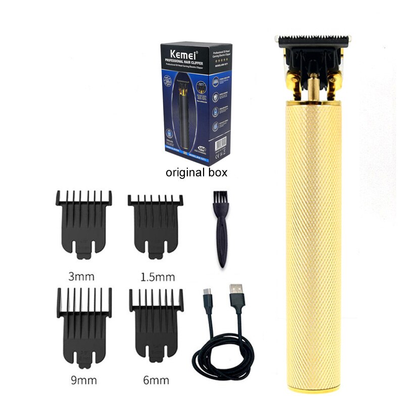 Kemei 1971 Pro Li t-outliner squelette lourd frappeur tondeuse sans fil hommes 0mm tête à baldaquin tondeuse à cheveux finition Machine à couper les cheveux tondeuse kemei 1971: Gold with box