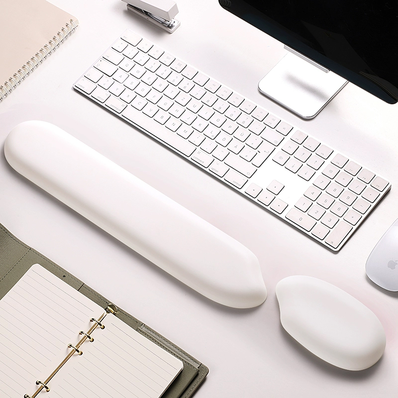 Ergonomics Silicone Wrist Protector Keyboard Hand Rest Soft Touch Office Men And Women Hand Pillow Rice Shaped Mouse Pad: WHITE