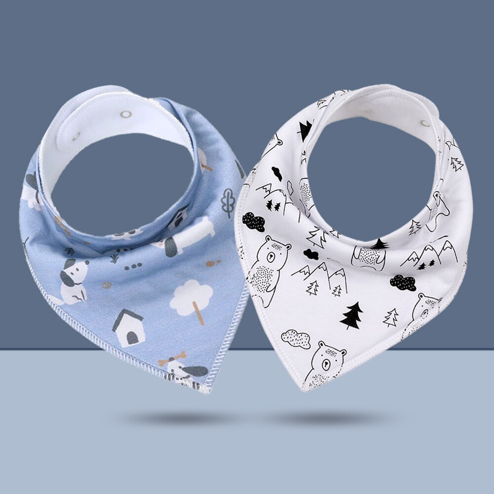 2 pcs/lot Baby Bibs Burp Cloth Print Arrow Wave Triangle Baby Bibs Cotton Reusable Washable Adjustable Baby Meal Infant Bibs: K20001-A17