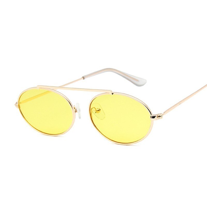 Gafas de sol ovaladas pequeñas Vintage para mujer, gafas de sol transparentes con montura metálica de , gafas de sol para mujer, gafas de sol Rosa UV400