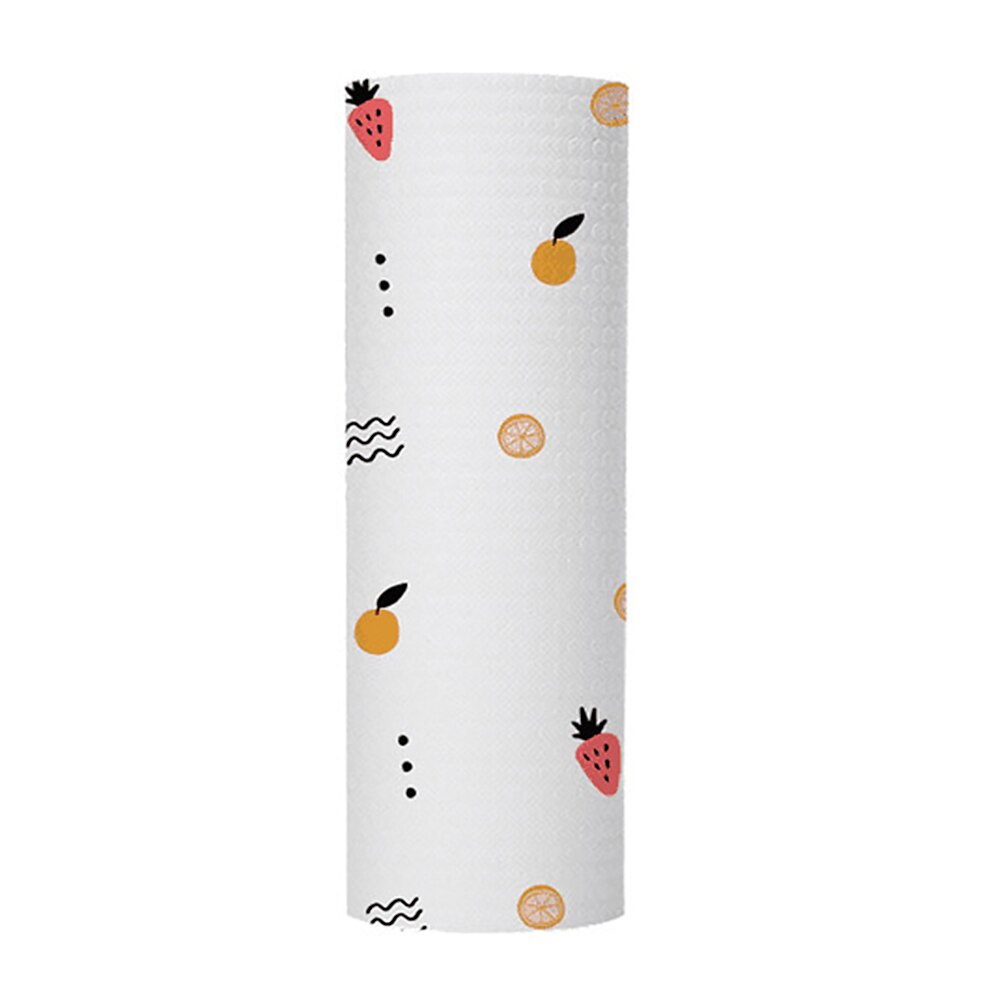 1 Roll Portable Restaurant Kitchen Disposable Non-woven Towel Wet Dry Use Cleaning Rag Dish Cloth: Strawberry