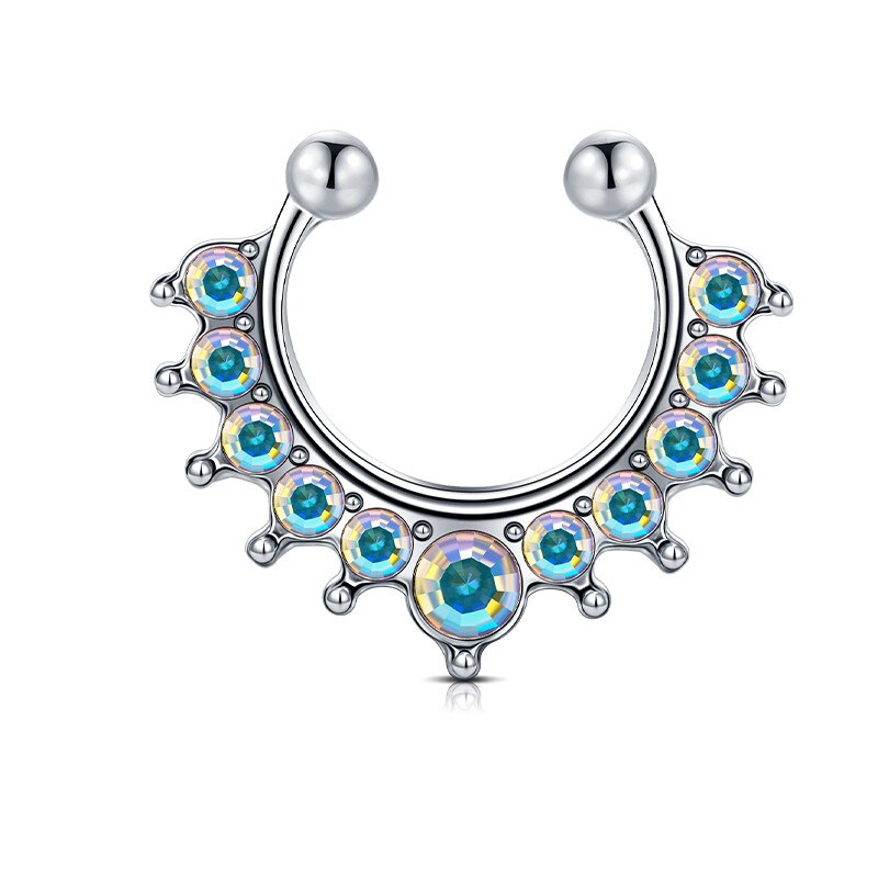 18G Faux Septum nez cerceau anneaux en acier inoxydable fausse lèvre oreille nez Septum anneau Non Piercing pince sur nez cerceau anneaux Piercing du corps: Pur Or Couleur