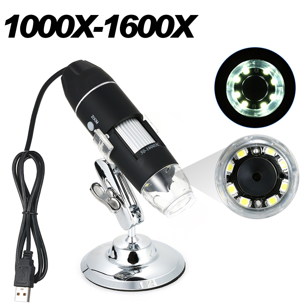 1600X 1000X Digitale Microscoop Usb Microscoop Microscopio Vergrootglas Elektronische Microscoop Stereo Endoscoop Camera 0.3MP 8 Led
