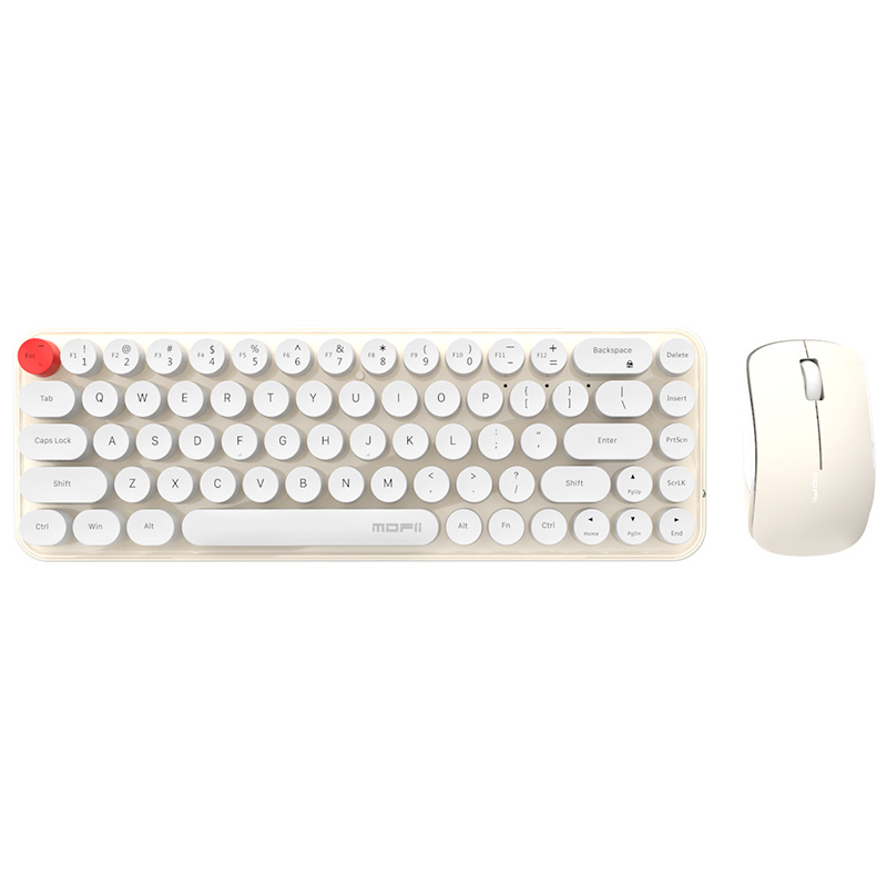 2.4G Wireless Keyboard and Mouse Combo 68 Round Keys For PC Desktop Laptop: WHITE