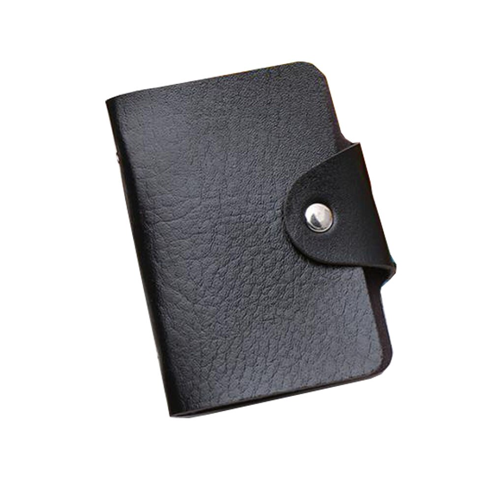 Pu Leer Functie 24 Bits Card Case Visitekaarthouder Mannen Vrouwen Credit Paspoort Card Bag Id Passport Card portemonnee: Black