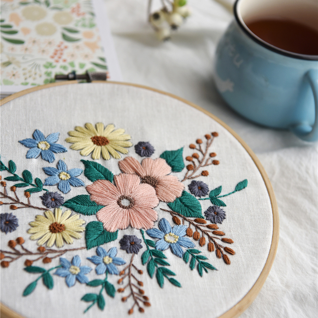 Exakt korsstygn kit blommönster diy broderi starter för vuxna barn heminredning