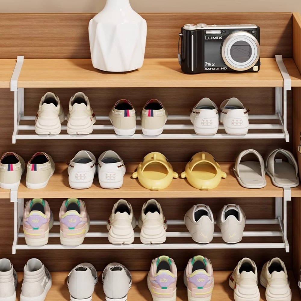 Shoe Rack Retractable Shoes Cabinet Shelf Simple Layered Partition Shoe Tray Storage Household Space-Saving Hanging Shoes Basket