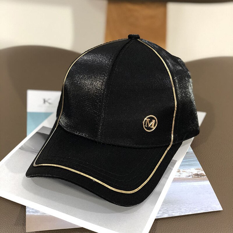 Nowe damskie robić koszykówki czapki damskie jednokolorowe na wolnym powietrzu regulowane białe różbyć winnym czarne haftowane damskie czapki letnie litery M/D Sunhat: czarny (gorąco)