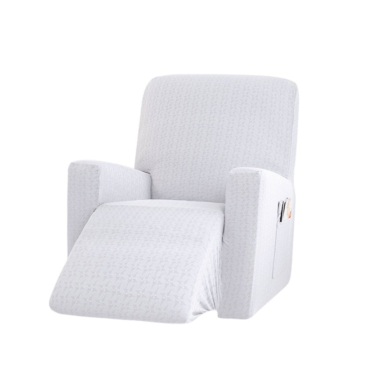 5- kleurige gebreide elastische, volledig beschermende stoelhoes met molenpatroon, stoelhoes voor fauteuil, massagestoel, relaxfauteuilhoes: Wit