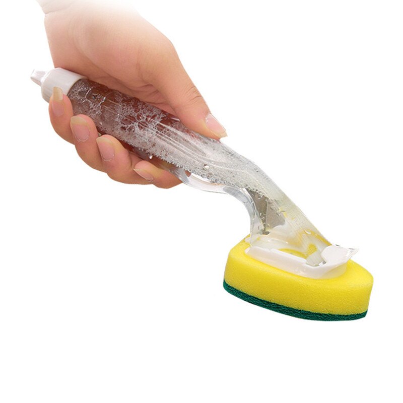 Sponge Replaceable Couring Pad Washing Convenience Cleaning Brush Scrubber Kitchen Soap Dispenser Dish With Refill Liquid