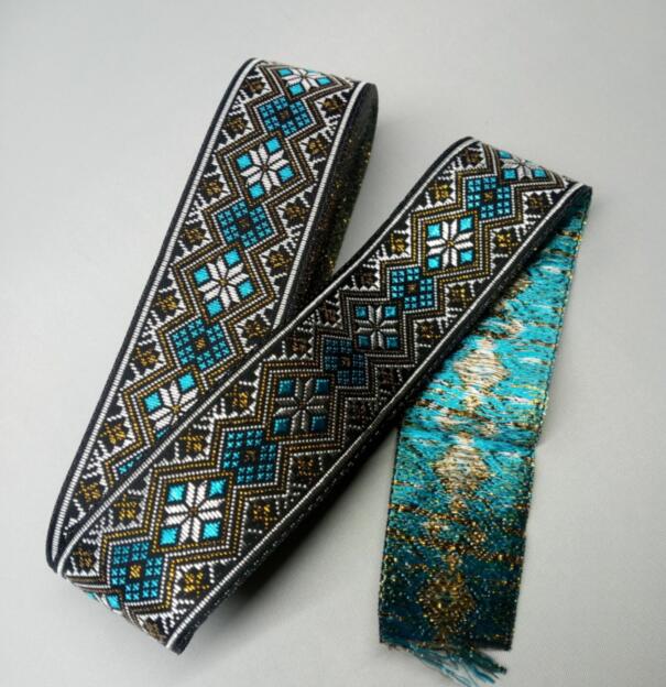 Ruban Jacquard tissé, 33mm de large, 7 yards, sangle pour chien, bricolage, plusieurs Styles: 11