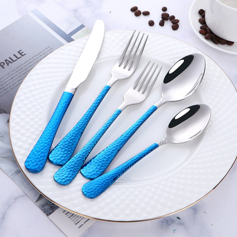 5/20PCS Flatware Silverware Set Rainbow Stainless Steel Colorful Dinner Knife Fork Scoop Dinnerware Set Hotel Tableware Utensil