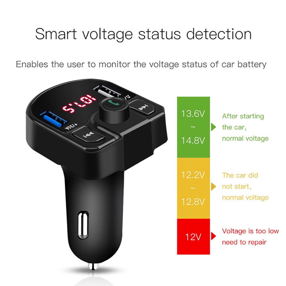 KEBIDU Dual USB Bluetooth 4,2 FM Sender Auto Ladegerät Für Telefon Ladegerät MP3 Radio Spieler Spannung LED-anzeige Unterstützung TF karte