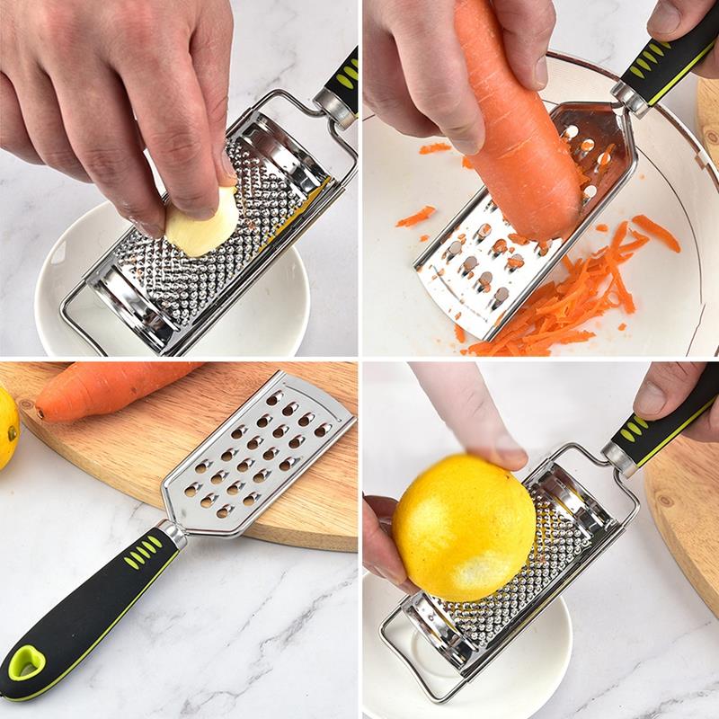 4Pcs Kaas Rasp Set Rvs Handheld Voedsel Rasp Citrus Citroen Zester Met Borstel Gember Knoflook Chocolade Keuken Gereedschap