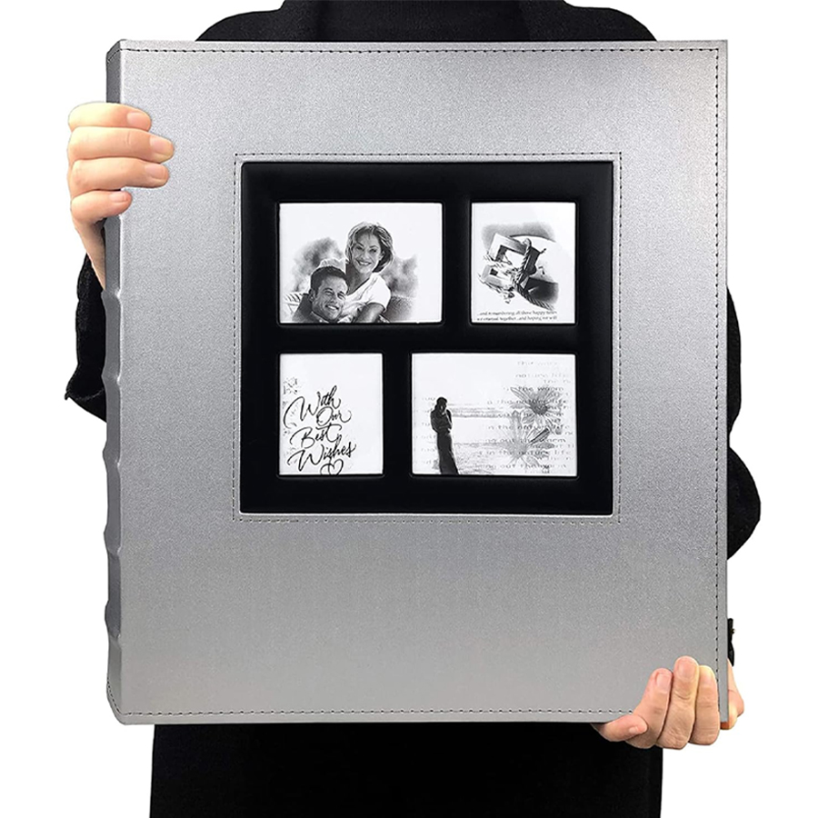 Photo Album 4x6 500 Photos Pages Large Capacity Leather Cover Wedding Photo Albums Holds 500 Horizontal and Vertical Photos: Light Grey