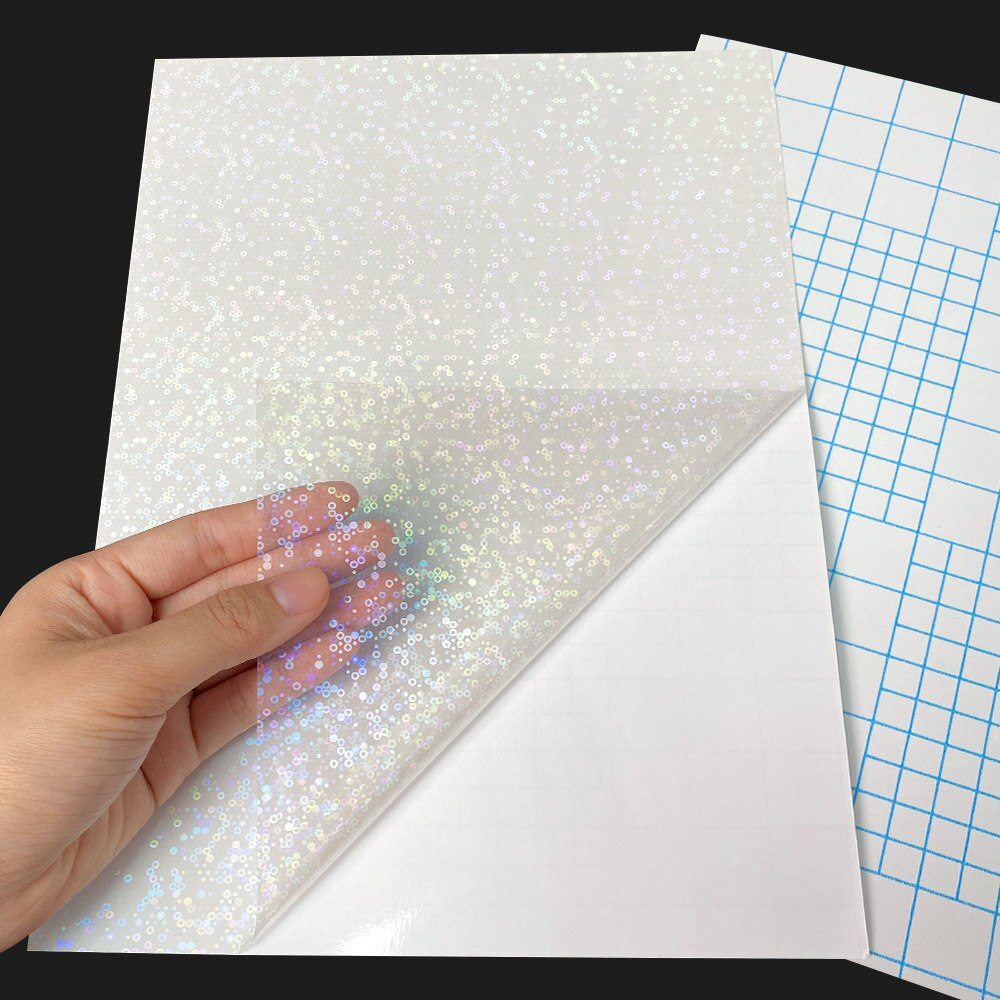 10 blätter Gebrochen Glas Hologramm Kalt Laminierung Film Aufkleber A4 Blätter Stern glänzend Punkte DIY Paket Karte Foto Holographische Film: 06 Kreis