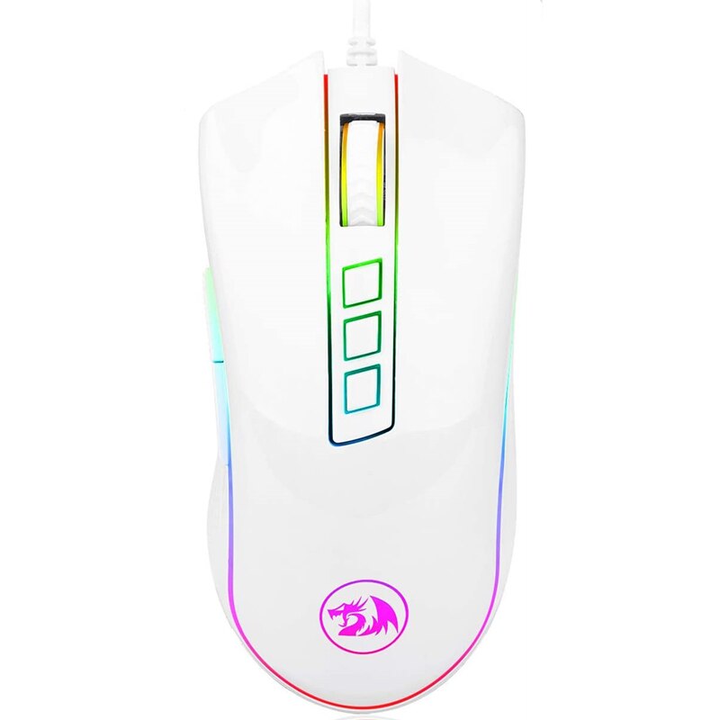 Redragon M711 Cobra Gaming Mouse 16.8 Million RGB Backlit 10000 DPI Adjustable Comfortable Grip 7 Programmable Buttons White: white