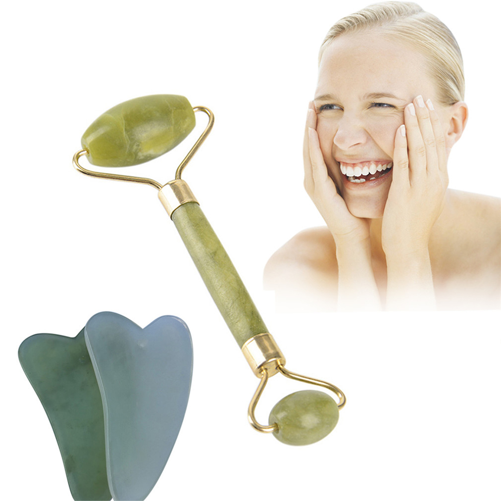 Groene Facial Jade Roller Massager Gezicht Hals Ontspanning Afslanken Tool Jade Roller Massager Gezicht Lichaam Hoofd Hals Voet steen