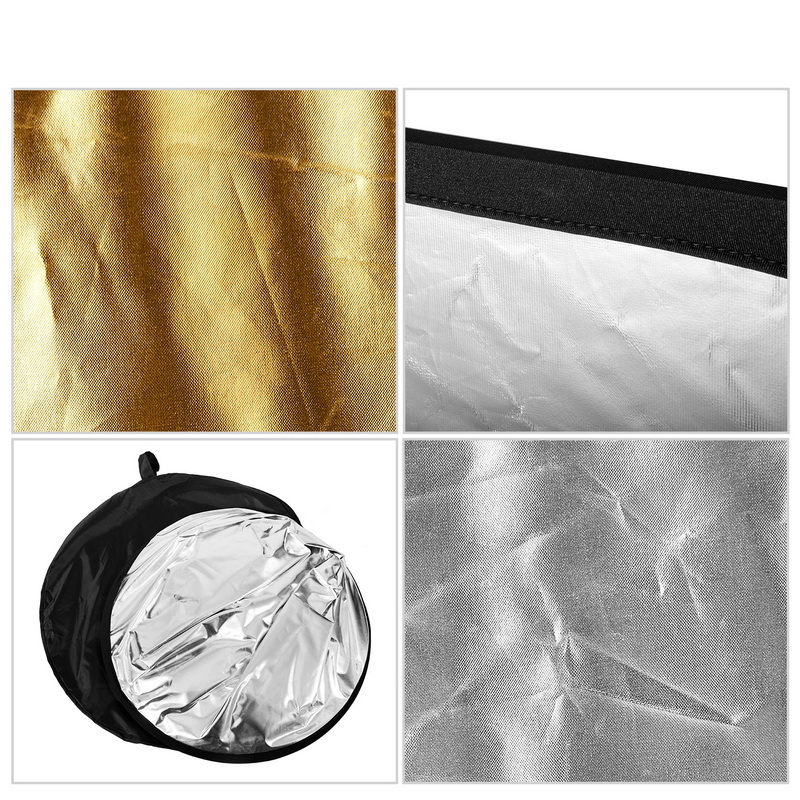 Fotografering 2 in 1 guld och silver bakgrund hopfällbar ljus oval reflektor för studio facebook live foto 150 x 200cm