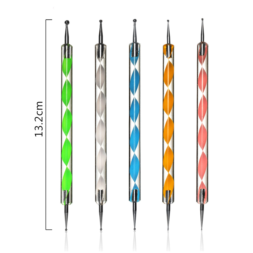 5 Sticks Nail Spiral Point Drill Pen Acrylic Double-headed Spiral Rod Decoration Point Flower Manicure Tool