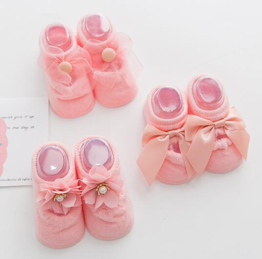 Kid 'S Sokken 3 Paar Kant Boog Poreuze Sokken Koreaanse Stijl Dunne Holle Baby No-Show Sokken katoenen Sokken: Pink 3pair / 1 to 3year