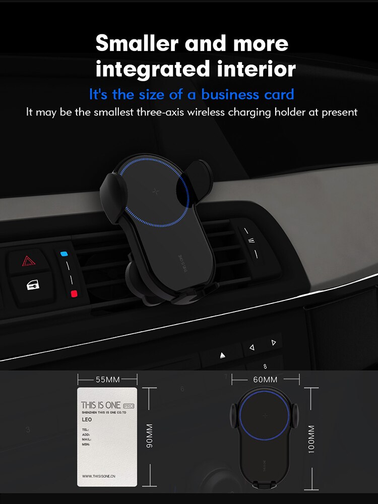 GRMA Smart Mini Electric Induction 15W Qi Fast Charging Car Holder For SAMSUNG Xiaomi Wireless Car Phone Charger Mount Bracket