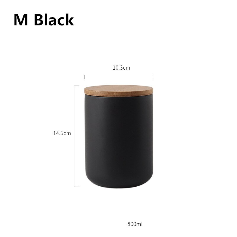 Ceramic Airtight Cereal Dry Food Container Kitchen Storage Box Fridge Smell Proof Organizer Kitchen Accessories Tools: M Black