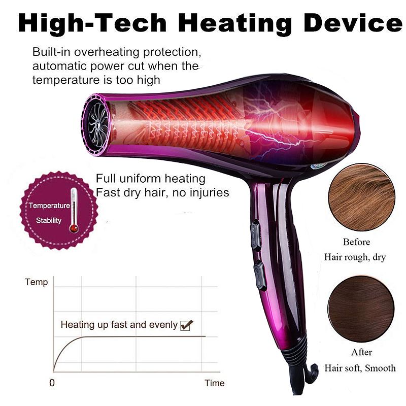 2800w 220v haardrogers met instelbare snelheid anion kapsalon en koude wind reis haardrogers 4 niveaus