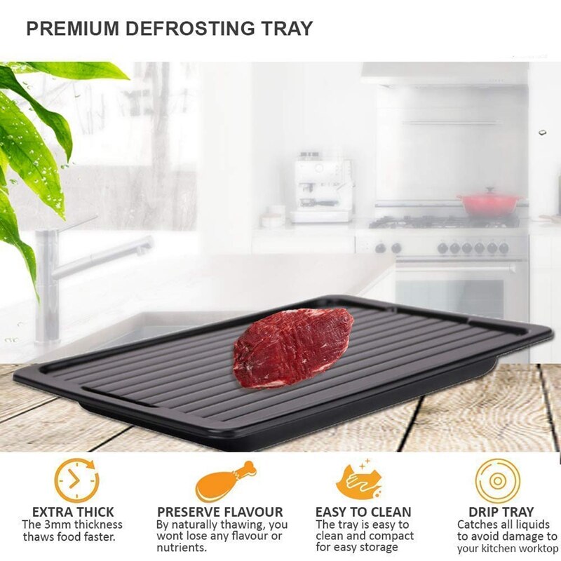 Aluminum Defrost Board Rapid Thawing Tray Without Electricity Chemicals Micro-wave for Thawing freeze Food 34.5 X 24.5 X 3.5Cm