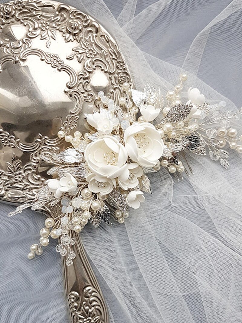 Hårpynt bryllup hår tilbehør blomstret hovedbeklædning romantisk blonde hårtøj blomst bryllup brud hår tilbehør brude