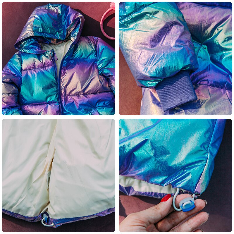 Hh børn vinterjakke til piger varm tyk frakke lyst farverigt tøj til baby børn 96%  bomuldsdun pige snowsuit parkas