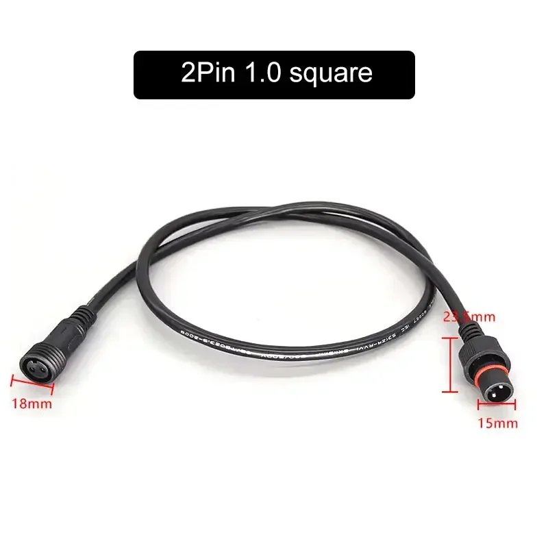 Cable de extensión impermeable de 2 pines macho a hembra 0,3/0,5/0,75/1,0/1,5/2,5 enchufe cuadrado conector LED para exteriores cable de alimentación de lámpara de 10M: Multicolor / 3P