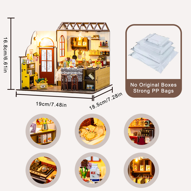 DIY 3D Bakkerij Poppenhuis Houten Miniatuur Poppenhuis Kit Meubels Modern Huis Model Speelgoed Kinderen Creatieve Meisje Verjaardagscadeautjes