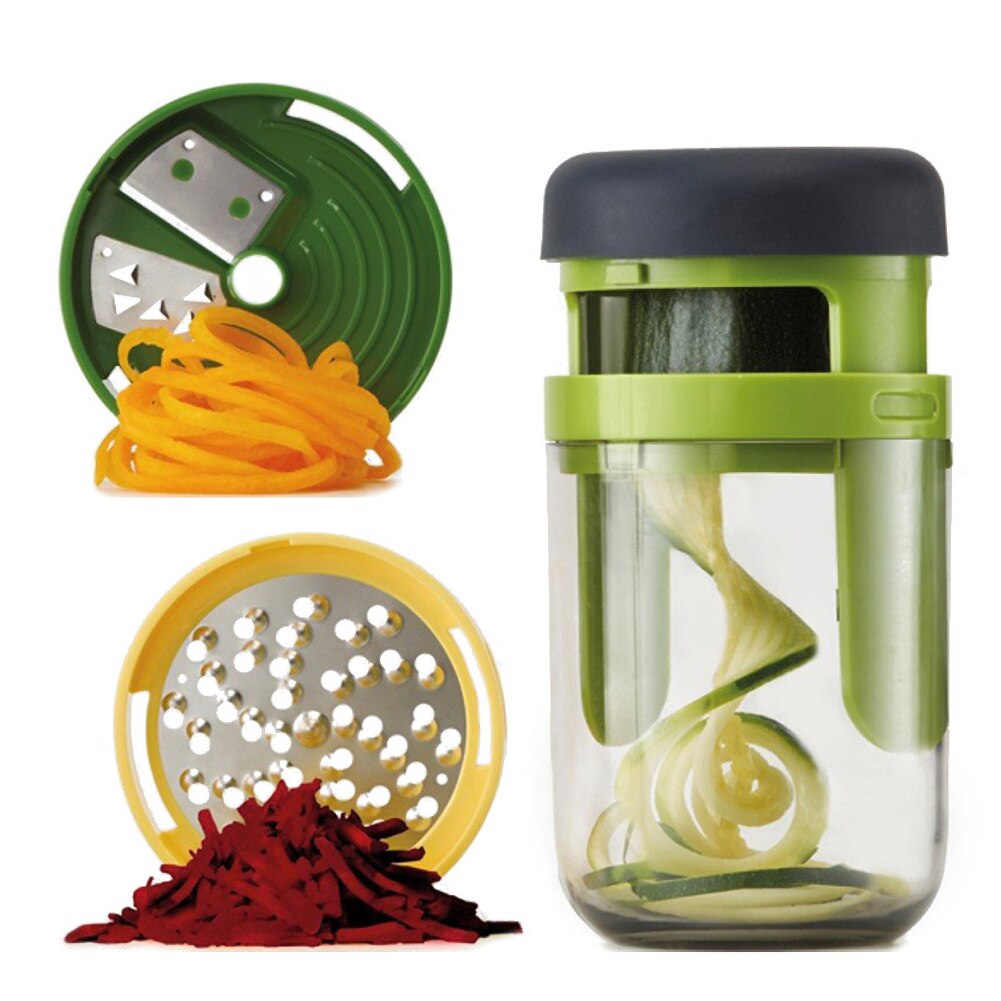 Râpe en spirale pour légumes et concombres | 3 en 1 à main, carotte concombre coupe-légumes, trancheur de fruits,
