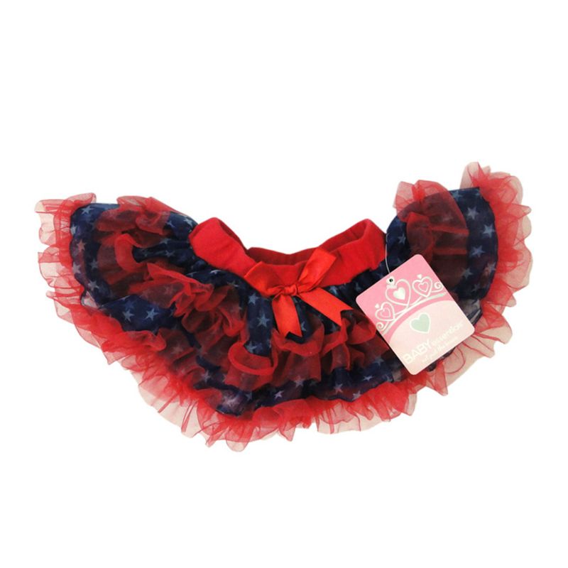 Kids Girls Ballet Dance Tutu Skirt Red Blue Five-Pointed Star Ruffles Pettiskirt