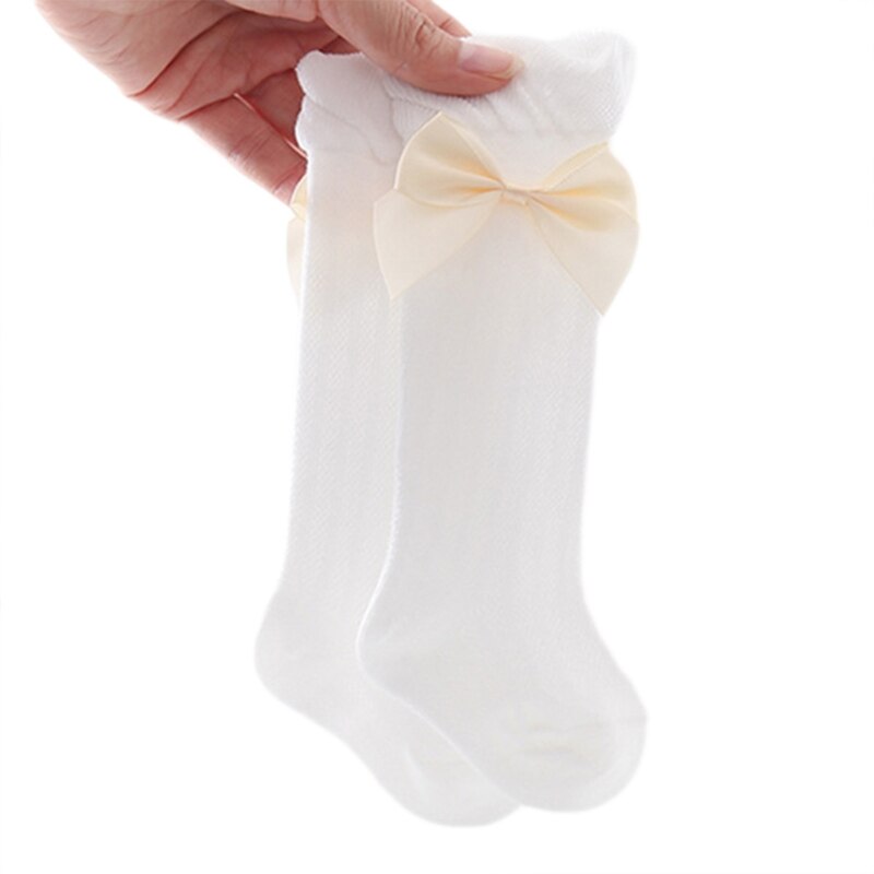 Babymeisjes zomer dunne mesh hoge sokken met strik anti-muggen overknee kous  f3me