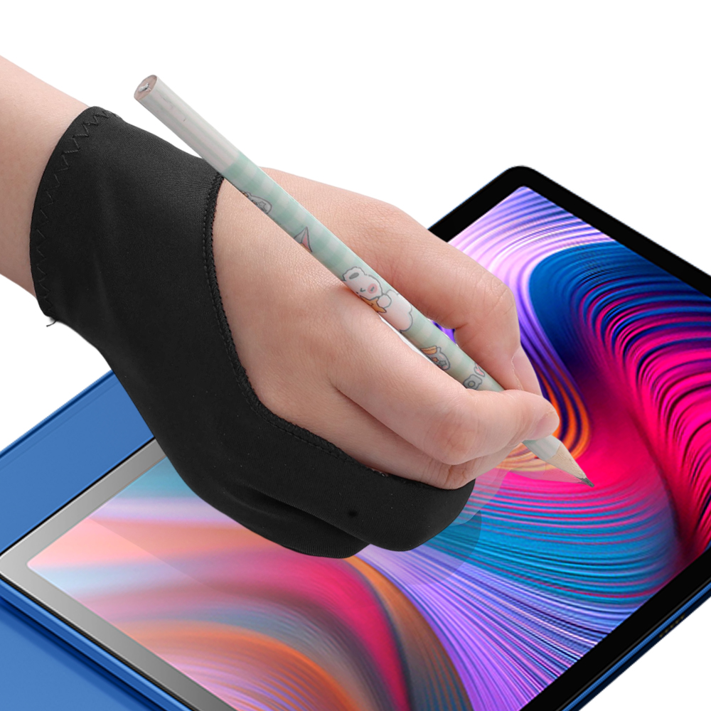 Zeichenhandschuh, Handflächenabweisung, Zwei-Finger-Handschuhe für Apfel IPad, kapazitives Tablette, Bildschirm, Künstler, Rechts-/Linkshand-Grafiktablett