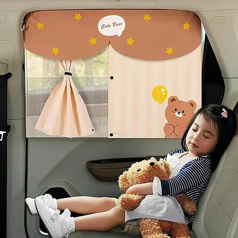 Parasoles para ventana lateral de coche, malla magnética Universal, cortinas protectoras de privacidad, protección UV contra el calor de doble capa, parasol para el lado trasero