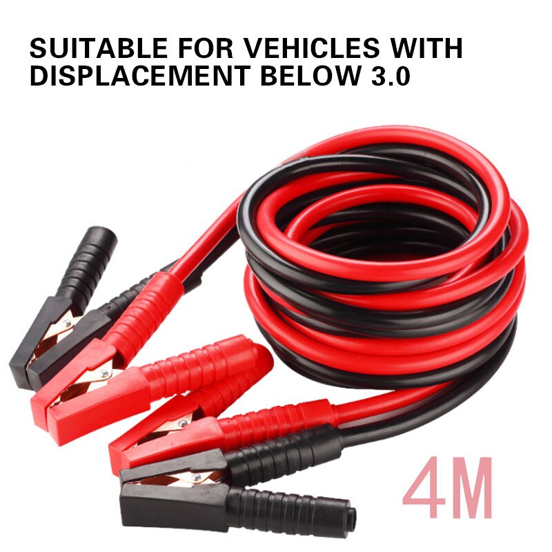 Espesar línea de conexión 3/4m Cables para batería de coche con desplazamiento por debajo de 3,0 el fuego de alambre de cobre puro Clip: 4m