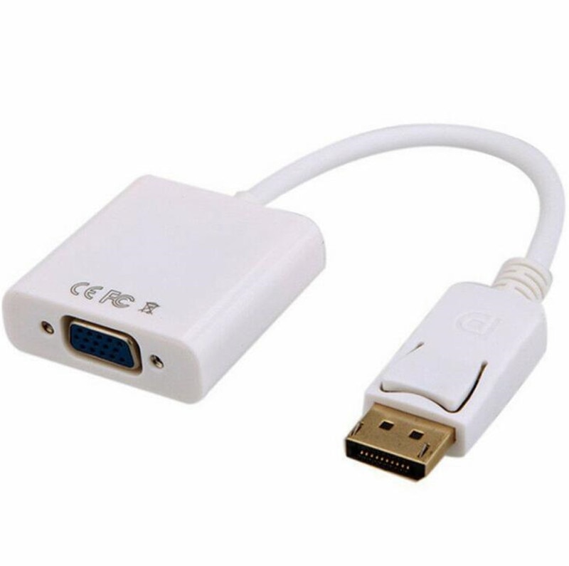 Blanco DisplayPort macho DP a VGA hembra M/F adaptador de convertidor Cable para Notebook HP/Dell/Lenovo/Toshiba