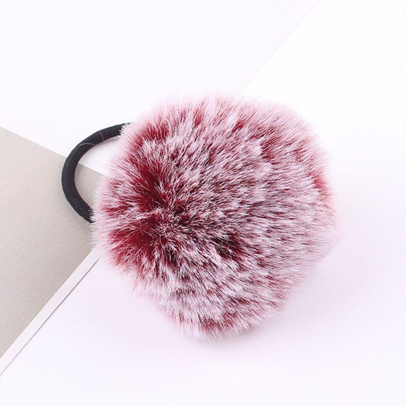 Babymeisjes schattige pompon elastiekjes haarbandjes bal roze scrunchie kinderen mooie nepbont rubberen band haaraccessoires: 6