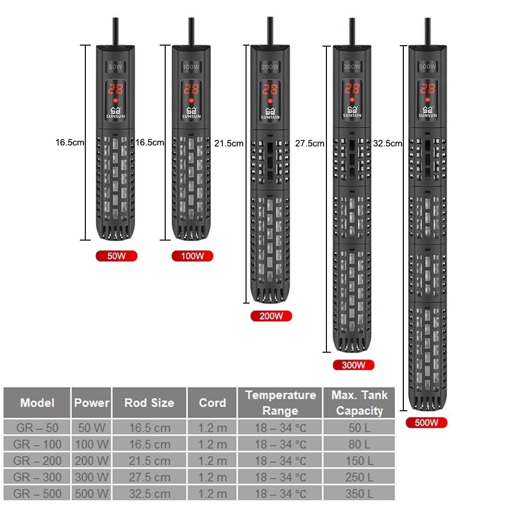 Sunsun LCD Digital Display Constant Heater Submersible Adjustable Heating For Aquarium Fish Tank Temperature Control