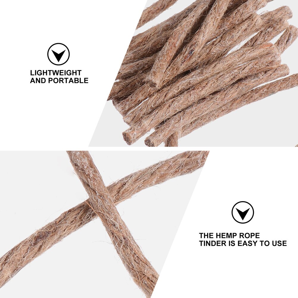 20pcs Hemp Cord Tinder Hiking Camping Flammable Cord Fire Starters Rope Lighter
