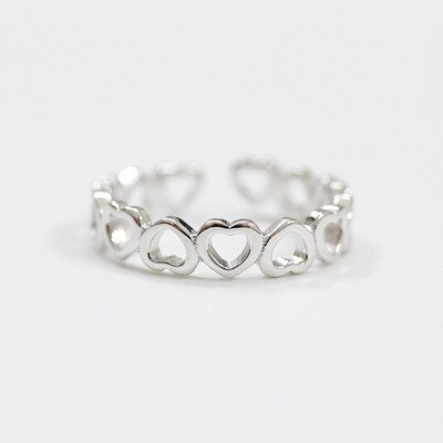 Hollow Love Heart Rings For Women Adjustable Size Finger Rings Girls Party Wedding Jewelry