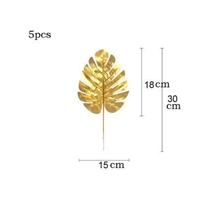 5Pcs Artificial Gold Fabric Turtle Back Leaf Scattered Tail Leaf Wedding Decoration For Home Christmas Birthday Palm Leaves: A