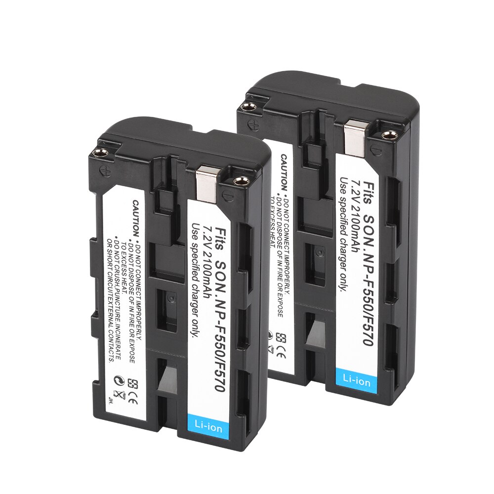 Coolshow Rechargeable Batterie pour Sony NP F330 F530 F570 F730 F750 F770 F970 QM91D CCD-RV100 TRU47E 2100mah Batteries de Caméra: 2 Battyer
