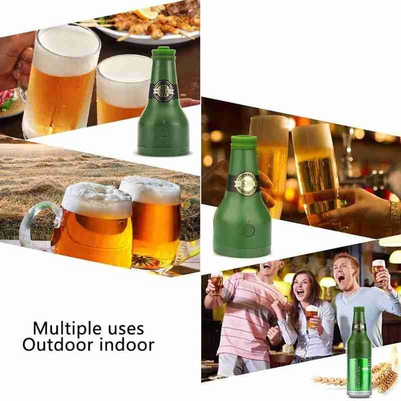 Ultrasonic beer foam machine foam maker portable outdoor household party beer foamer for canned bottled beer (green)