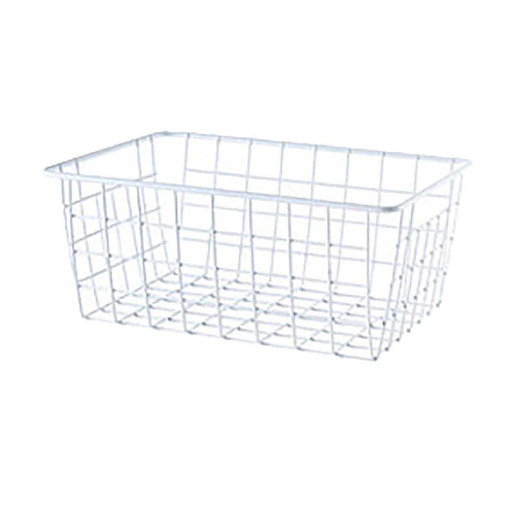 Iron Wire Storage Basket Organizer Bath/Kitchen/Laundry Rooms Multi-Purposes#T2: White