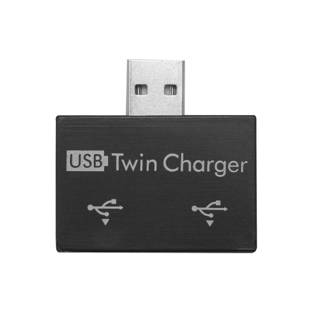Mini USB Hub To 2 Port Charger Hub Adapter USB Splitter For Phone Tablet Computer USB Hub 2.0: Black